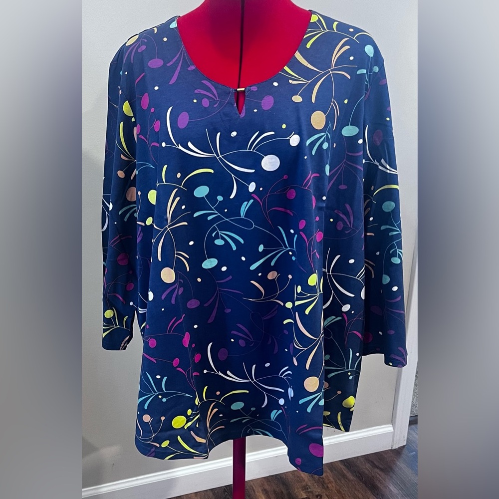 Essentials Navy Blue Abstract Women's Tunic